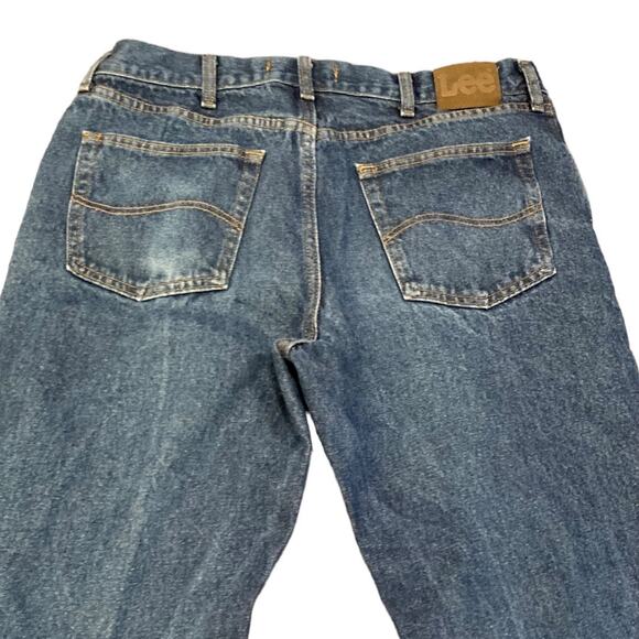 Mens Lee Blue Cotton Denim Boot Cut Regular Fit Work Utility Jeans Size 38x30 - Picture 6 of 16